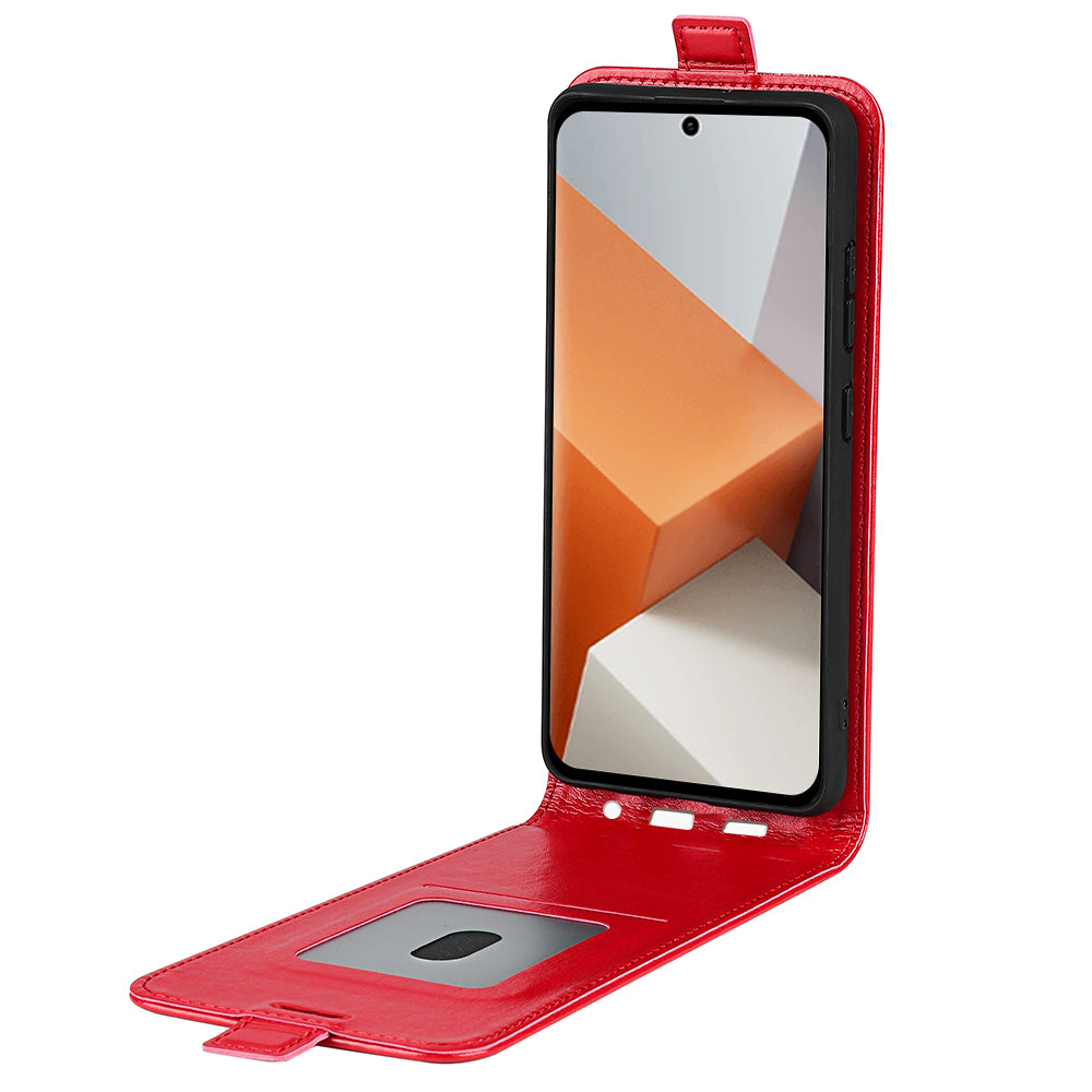 For Xiaomi Redmi Note 13 Pro+ 5G Case Crazy Horse Texture Card Holder Leather Phone Cover - Red