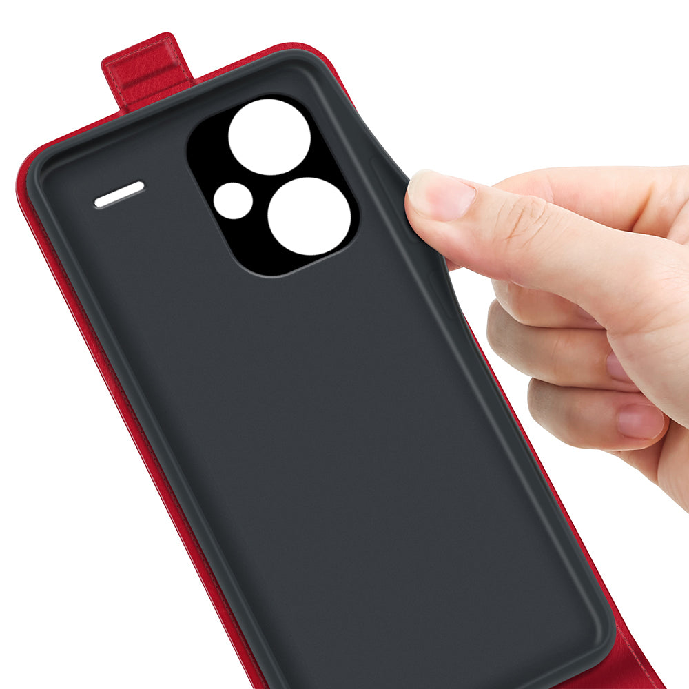 For Xiaomi Redmi Note 13 Pro+ 5G Case Crazy Horse Texture Card Holder Leather Phone Cover - Red