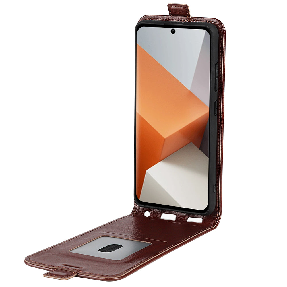 For Xiaomi Redmi Note 13 Pro+ 5G Case Crazy Horse Texture Card Holder Leather Phone Cover - Brown