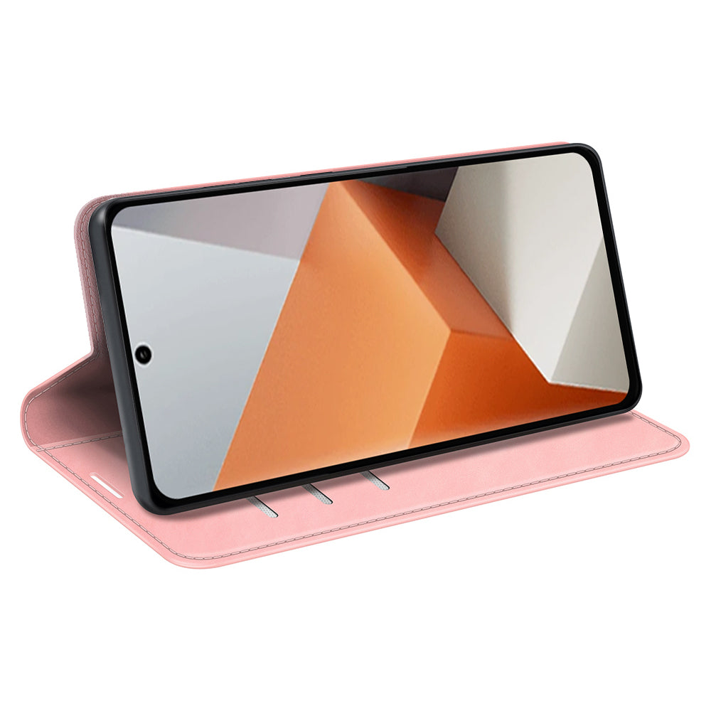 For Xiaomi Redmi Note 13 Pro+ 5G Case PU Leather Skin-touch Phone Wallet Cover - Pink