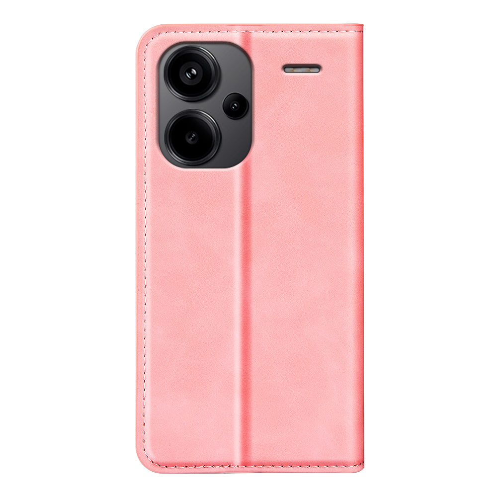 For Xiaomi Redmi Note 13 Pro+ 5G Case PU Leather Skin-touch Phone Wallet Cover - Pink
