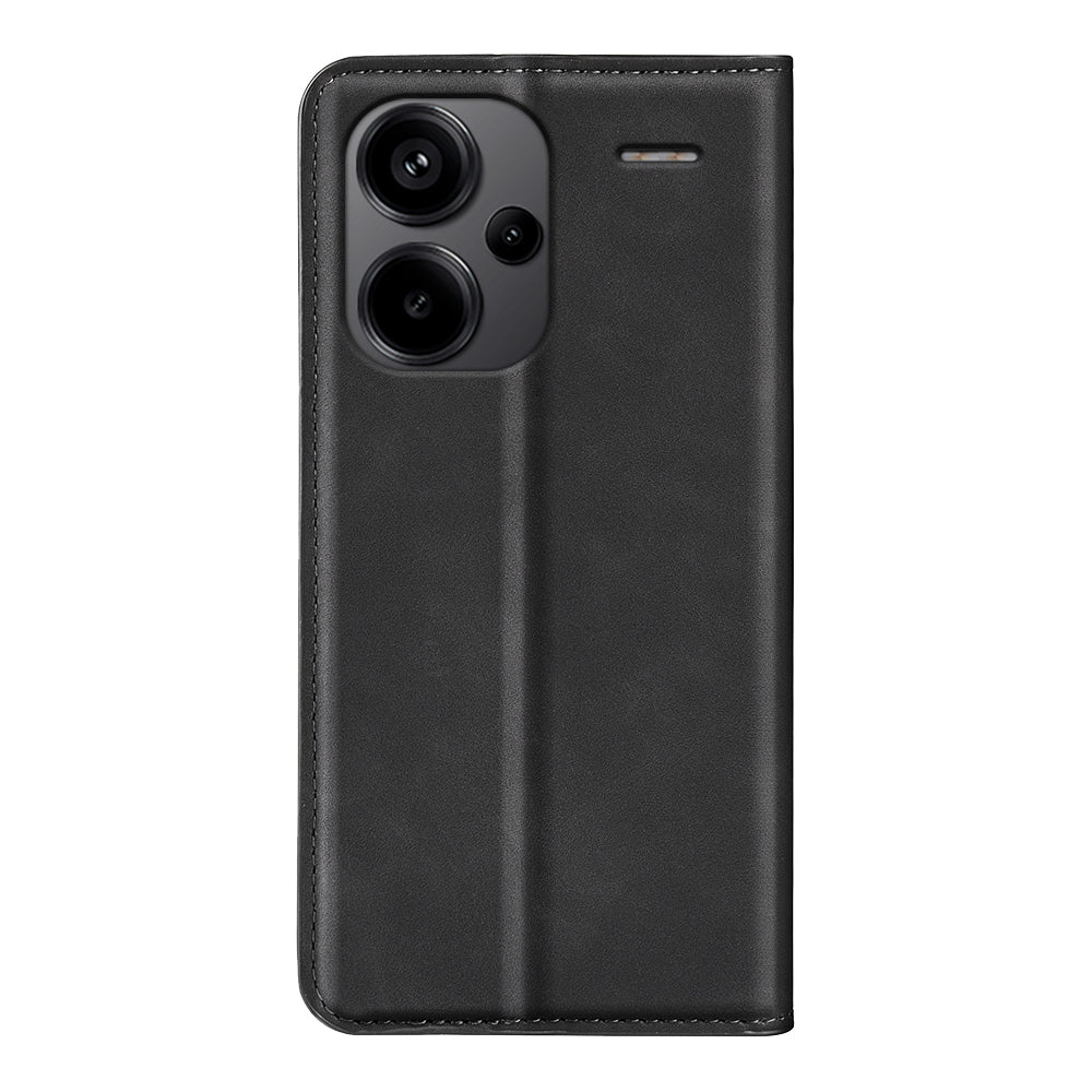 For Xiaomi Redmi Note 13 Pro+ 5G Case PU Leather Skin-touch Phone Wallet Cover - Black