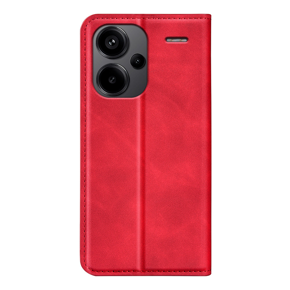 For Xiaomi Redmi Note 13 Pro+ 5G Case PU Leather Skin-touch Phone Wallet Cover - Red