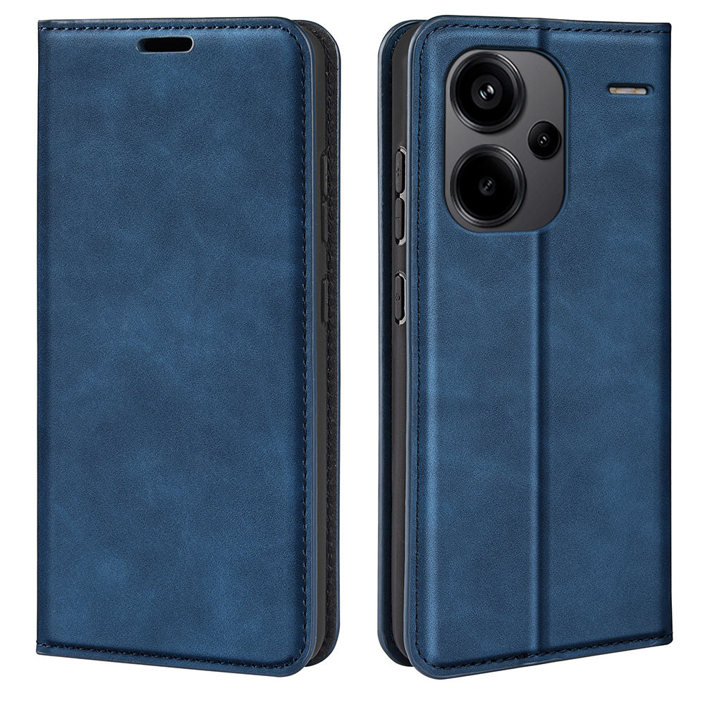 For Xiaomi Redmi Note 13 Pro+ 5G Case PU Leather Skin-touch Phone Wallet Cover - Blue