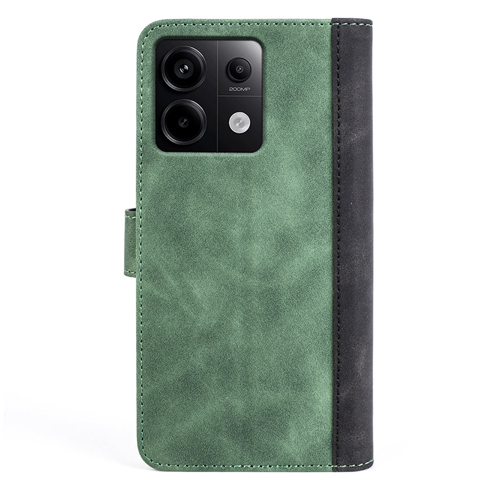 For Xiaomi Redmi Note 13 Pro 5G / Poco X6 5G Case Fully Wrapped PU Leather Wallet Phone Cover - Green