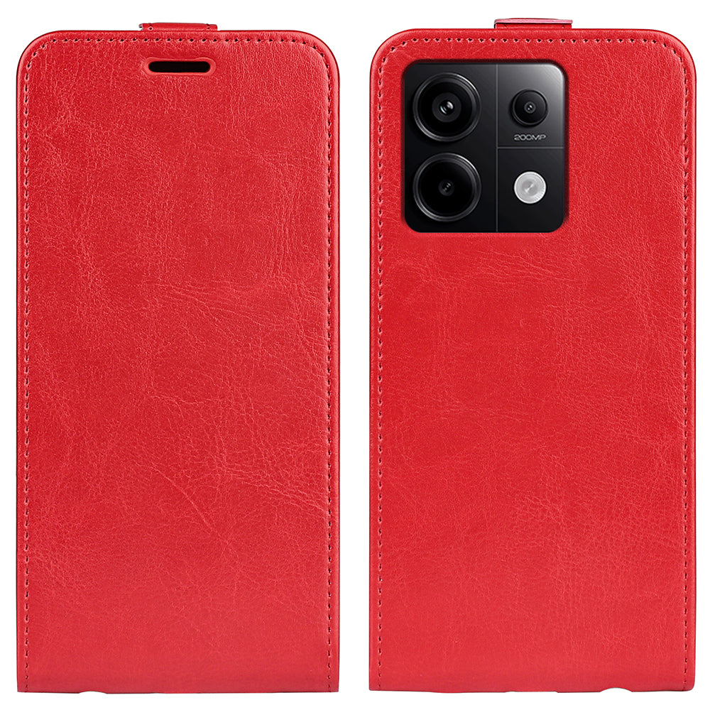 For Xiaomi Redmi Note 13 Pro 5G / Poco X6 5G Case Crazy Horse Texture Mobile Phone Leather Cover - Red