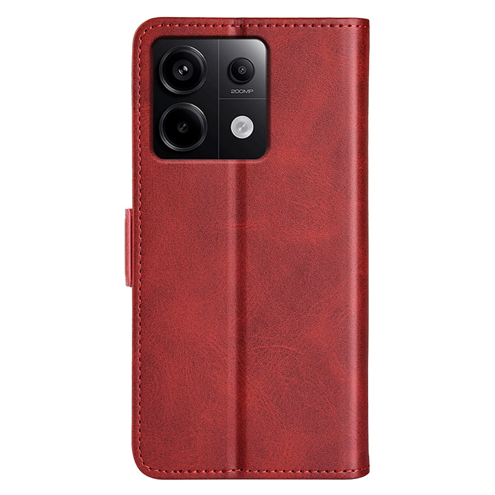 For Xiaomi Redmi Note 13 Pro 5G / Poco X6 5G Case Fall Proof Leather Wallet Stand Cellphone Cover - Red