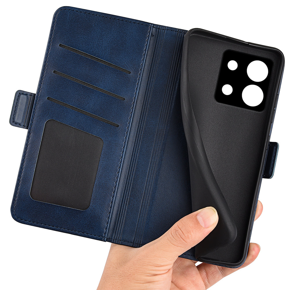 For Xiaomi Redmi Note 13 Pro 5G / Poco X6 5G Case Fall Proof Leather Wallet Stand Cellphone Cover - Blue