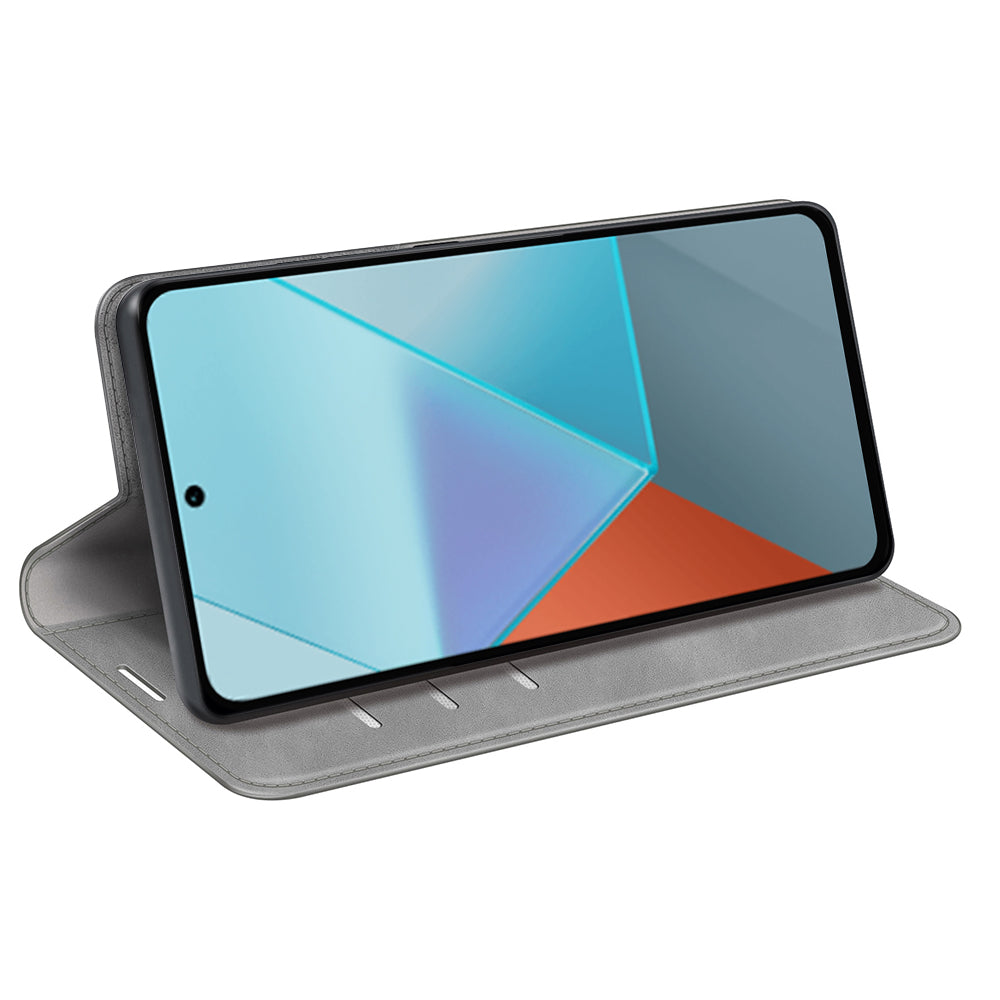For Xiaomi Redmi Note 13 Pro 5G / Poco X6 5G Case Flip Shell PU Leather Skin-touch Phone Cover - Grey