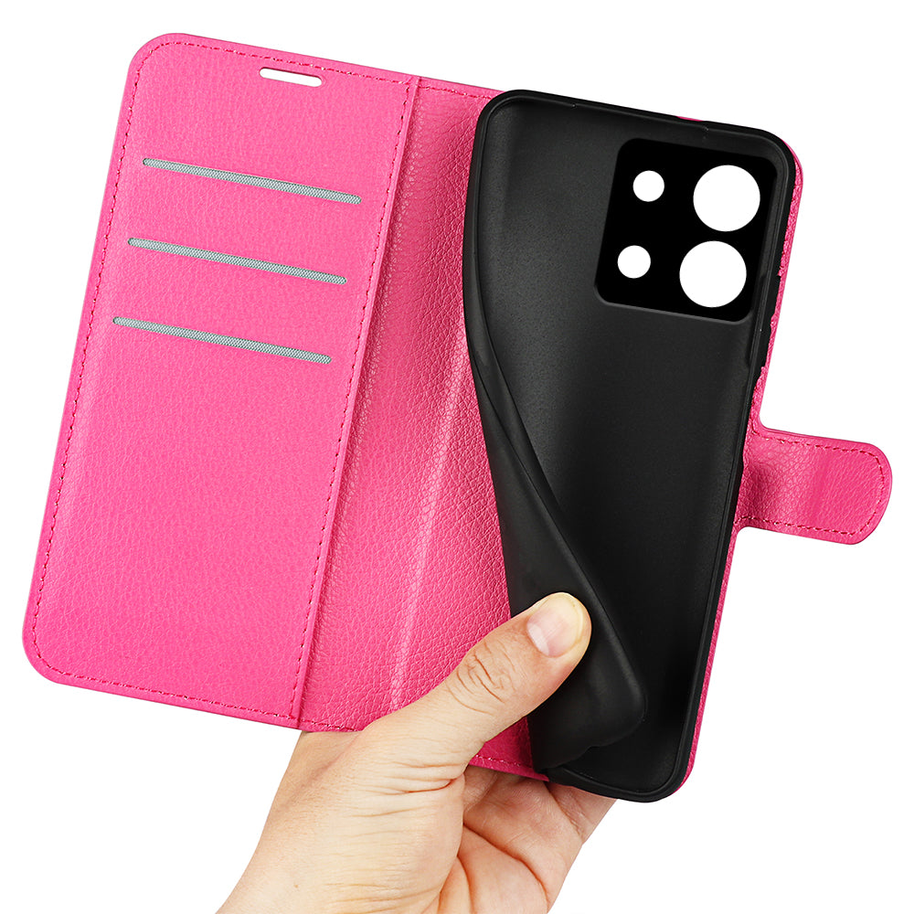 For Xiaomi Redmi Note 13 Pro 5G / Poco X6 5G Case Litchi Texture Leather Phone Shell with Stand - Rose