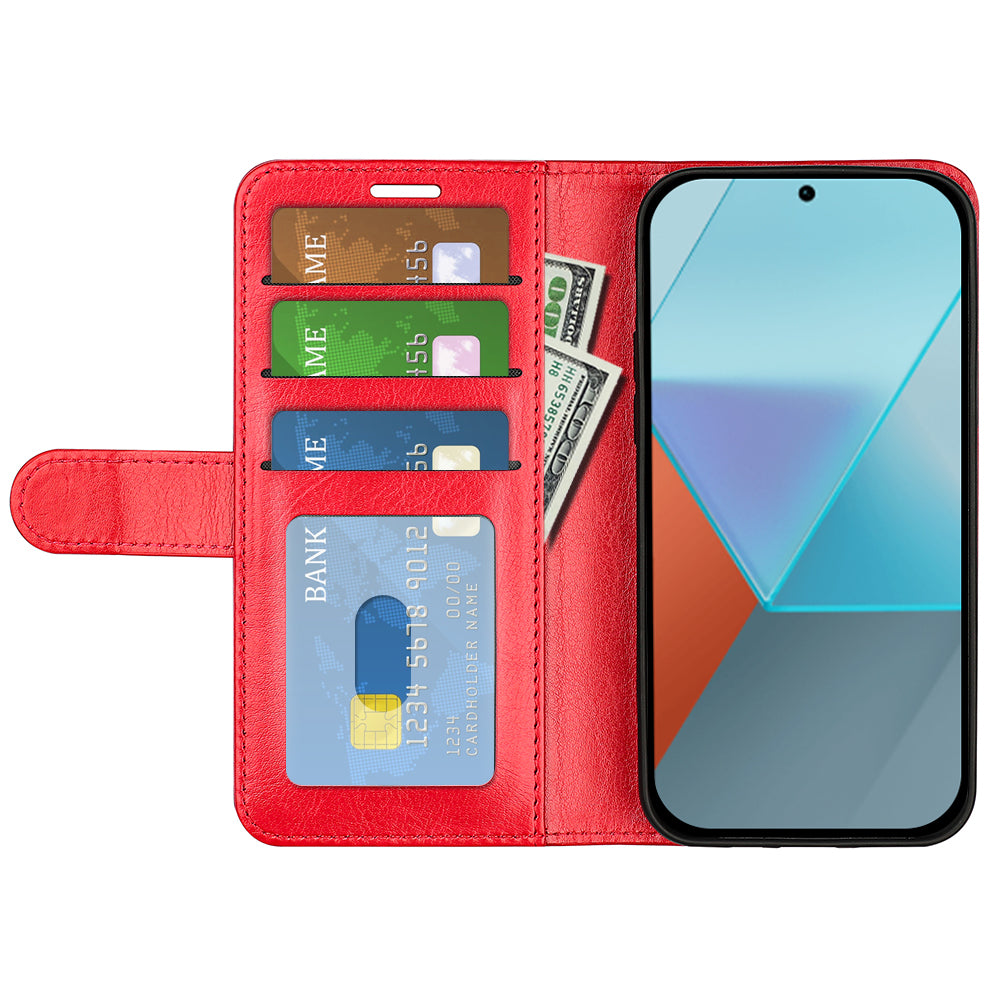 For Xiaomi Redmi Note 13 Pro 5G / Poco X6 5G Case Bump Proof PU Leather Phone Cover - Red