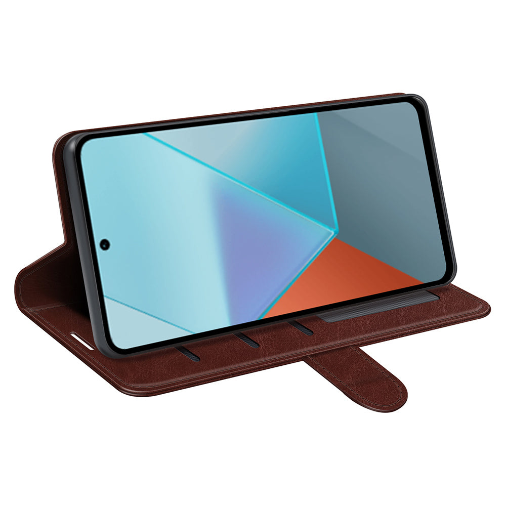 For Xiaomi Redmi Note 13 Pro 5G / Poco X6 5G Case Bump Proof PU Leather Phone Cover - Brown