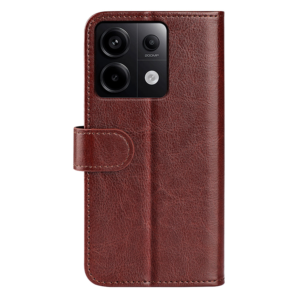 For Xiaomi Redmi Note 13 Pro 5G / Poco X6 5G Case Bump Proof PU Leather Phone Cover - Brown