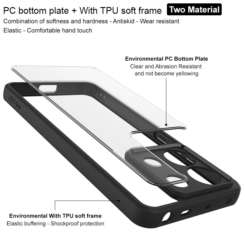 IMAK UX-9A Series for Xiaomi Redmi Note 13 Pro 5G / Poco X6 5G Case TPU + PC Anti-drop Clear Phone Cover