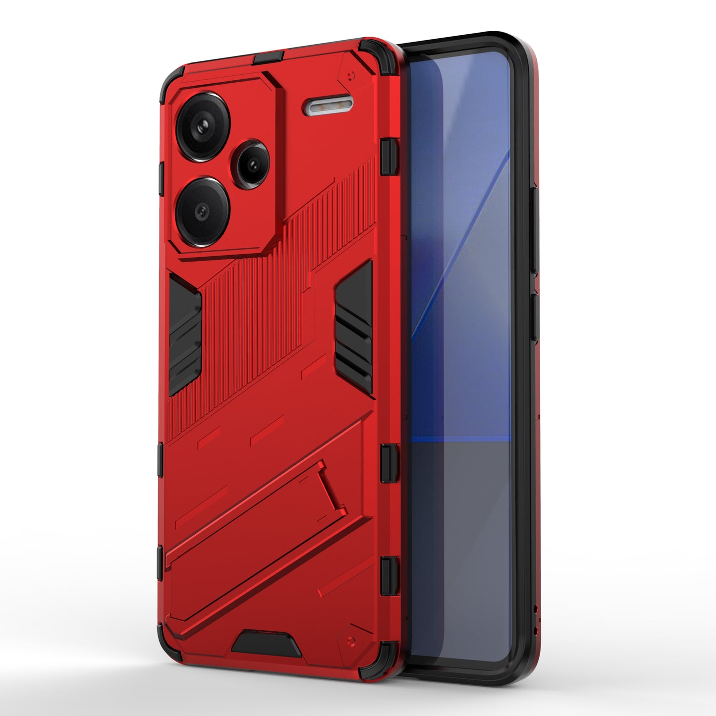 For Xiaomi Redmi Note 13 Pro+ 5G Case Anti-Scratch Kickstand PC+TPU Phone Cover - Red