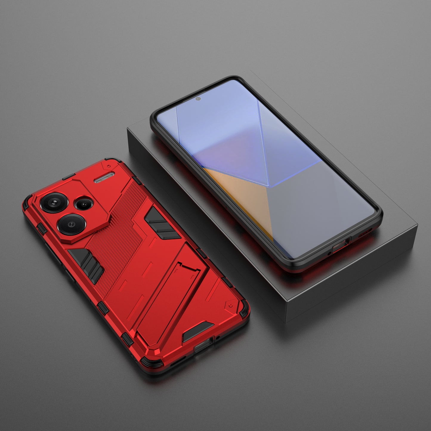 For Xiaomi Redmi Note 13 Pro+ 5G Case Anti-Scratch Kickstand PC+TPU Phone Cover - Red