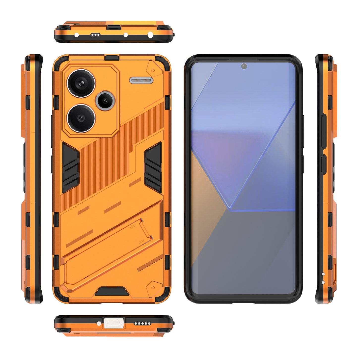 For Xiaomi Redmi Note 13 Pro+ 5G Case Anti-Scratch Kickstand PC+TPU Phone Cover - Orange