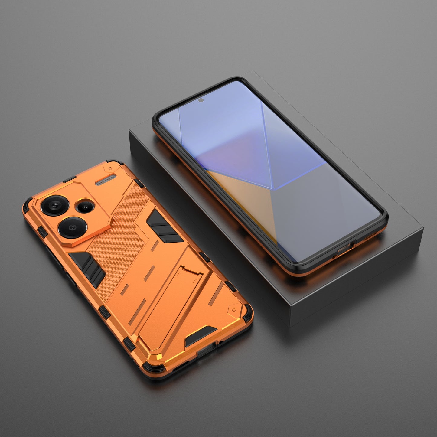 For Xiaomi Redmi Note 13 Pro+ 5G Case Anti-Scratch Kickstand PC+TPU Phone Cover - Orange