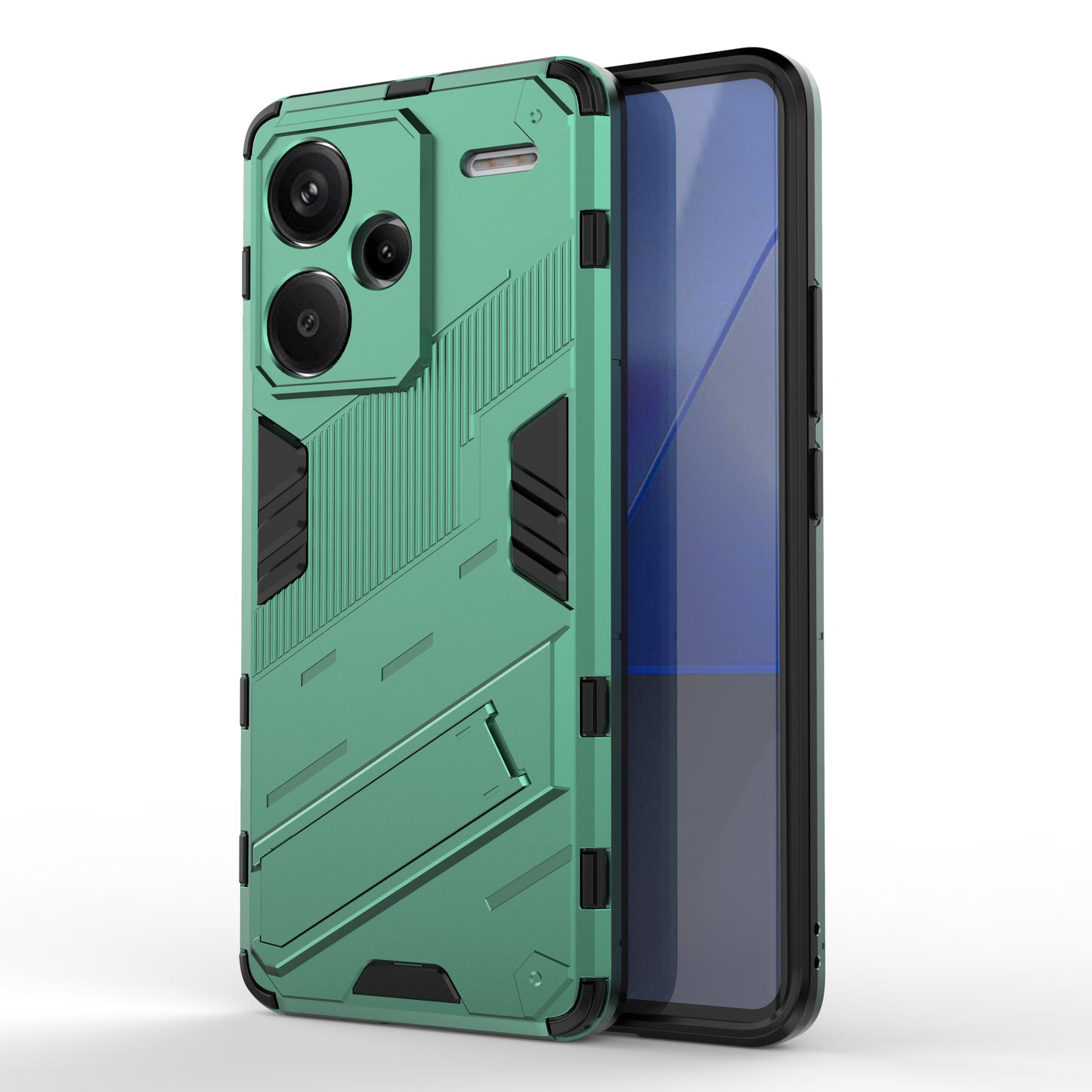 For Xiaomi Redmi Note 13 Pro+ 5G Case Anti-Scratch Kickstand PC+TPU Phone Cover - Green