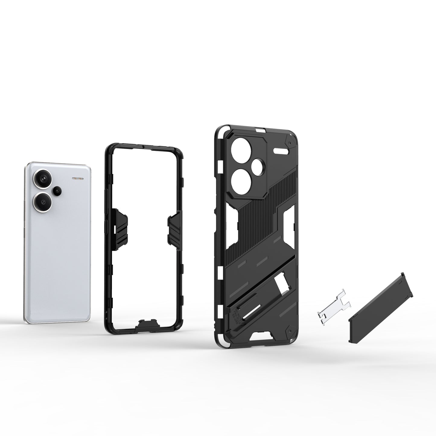 For Xiaomi Redmi Note 13 Pro+ 5G Case Anti-Scratch Kickstand PC+TPU Phone Cover - Dark Blue