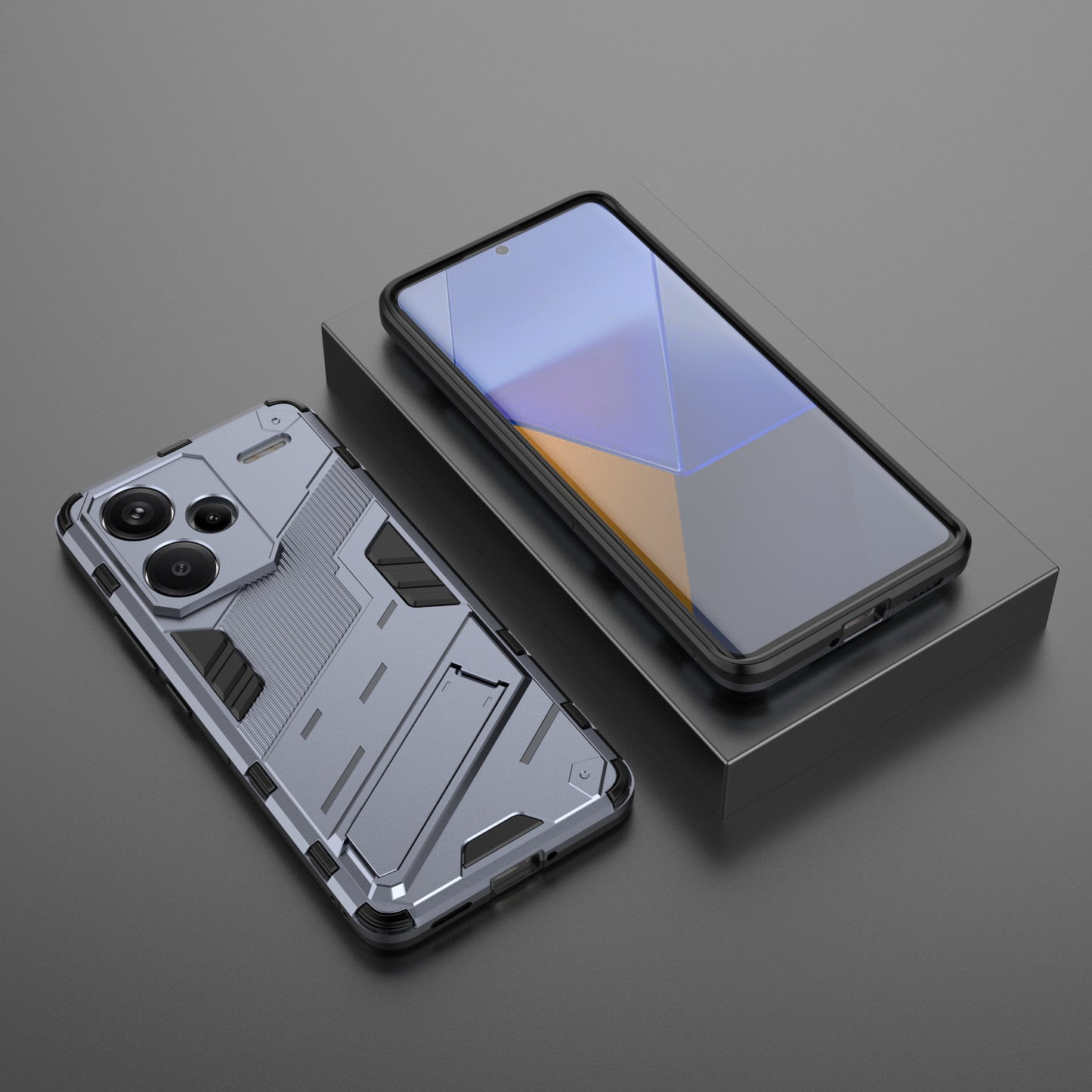 For Xiaomi Redmi Note 13 Pro+ 5G Case Anti-Scratch Kickstand PC+TPU Phone Cover - Dark Blue