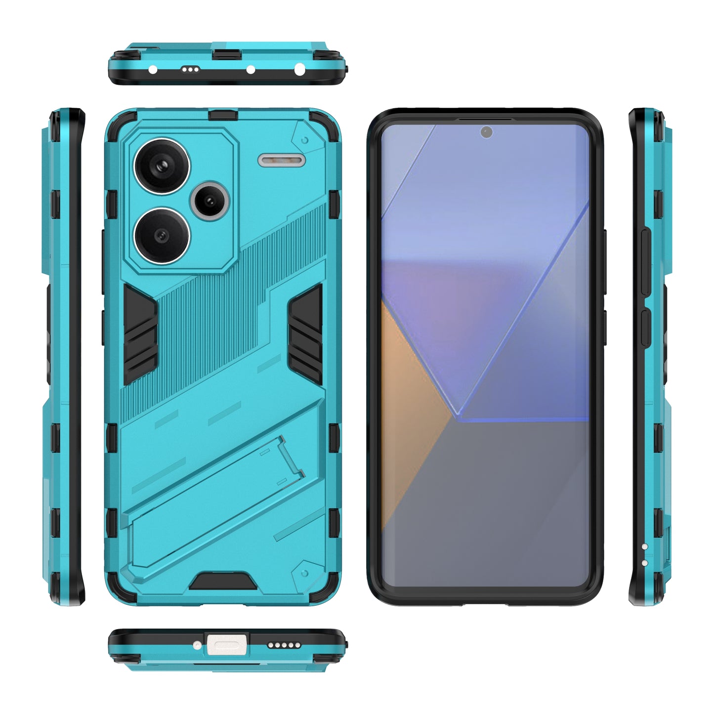 For Xiaomi Redmi Note 13 Pro+ 5G Case Anti-Scratch Kickstand PC+TPU Phone Cover - Baby Blue