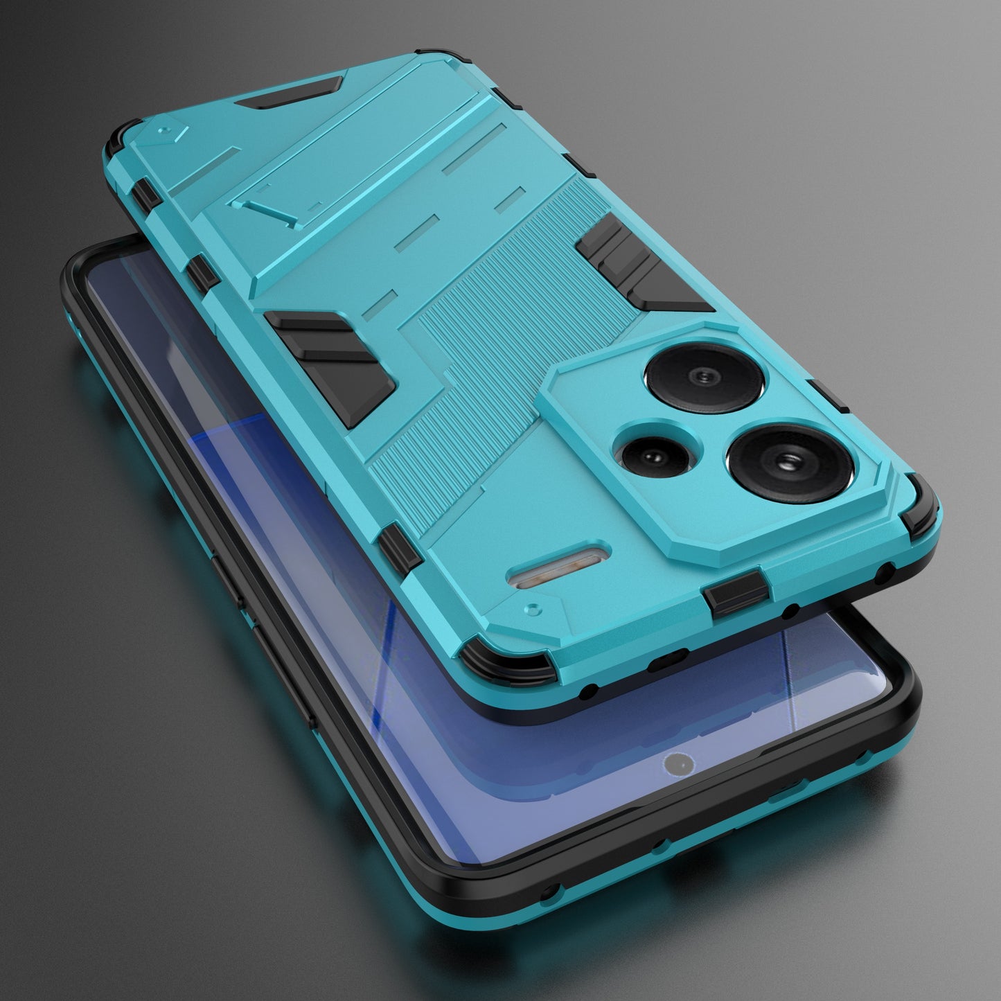 For Xiaomi Redmi Note 13 Pro+ 5G Case Anti-Scratch Kickstand PC+TPU Phone Cover - Baby Blue