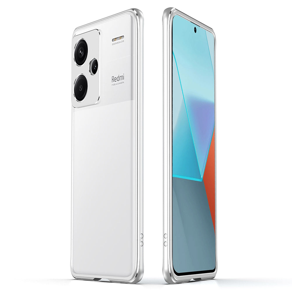 For Xiaomi Redmi Note 13 Pro+ Bumper Case Metal Frame Bumper Cover with Camera Lens Guard - Silver