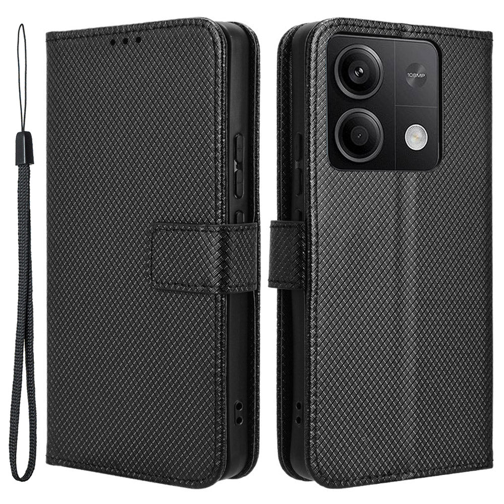 For Xiaomi Redmi Note 13 5G Case Magnetic Clasp Leather Wallet Cover - Black