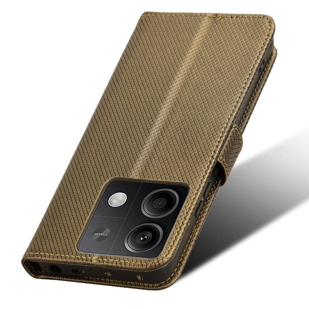 For Xiaomi Redmi Note 13 5G Case Magnetic Clasp Leather Wallet Cover - Brown