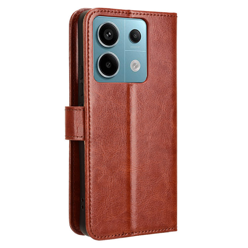 For Xiaomi Redmi Note 13 Pro 5G / Poco X6 5G Case PU Leather Phone Stand Cover - Brown