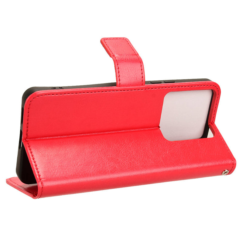 For Xiaomi Redmi Note 13 Pro 5G / Poco X6 5G Case PU Leather Phone Stand Cover - Red