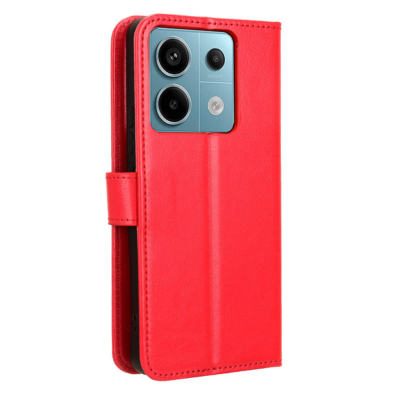 For Xiaomi Redmi Note 13 Pro 5G / Poco X6 5G Case PU Leather Phone Stand Cover - Red