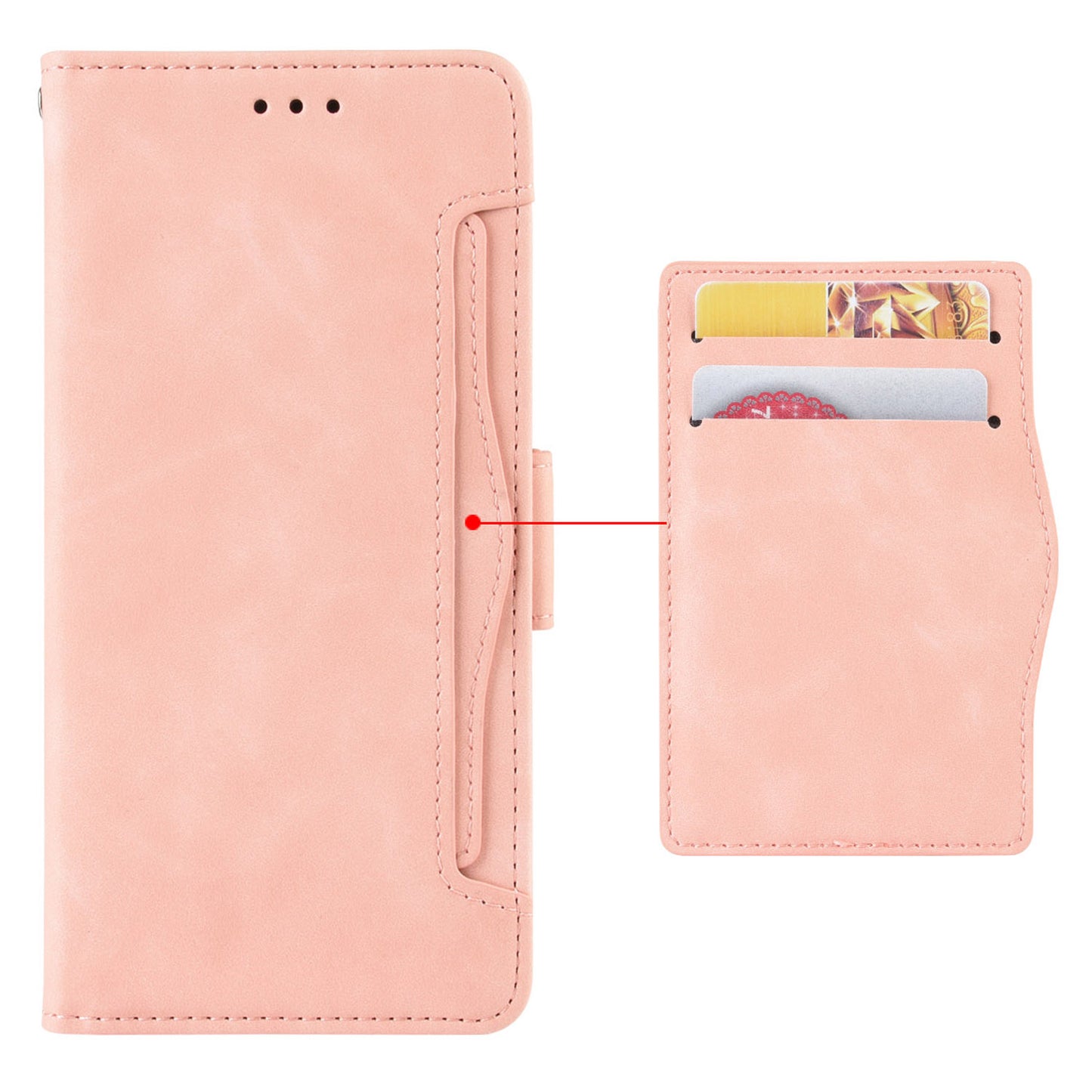 For Xiaomi Redmi Note 13 5G Case Slim-Fit PU Leather Phone Stand Cover Wallet - Pink