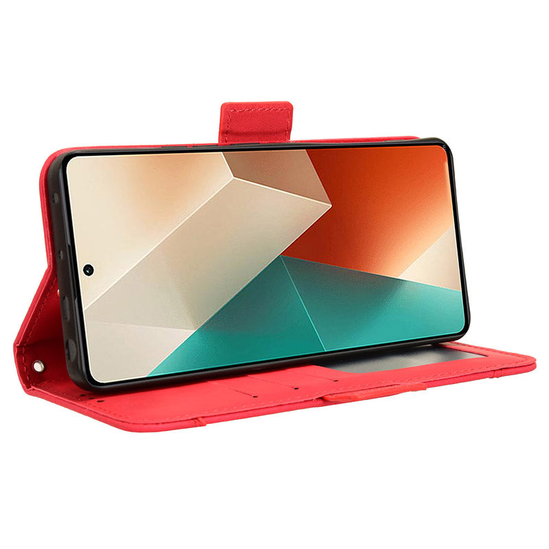 For Xiaomi Redmi Note 13 5G Case Slim-Fit PU Leather Phone Stand Cover Wallet - Red
