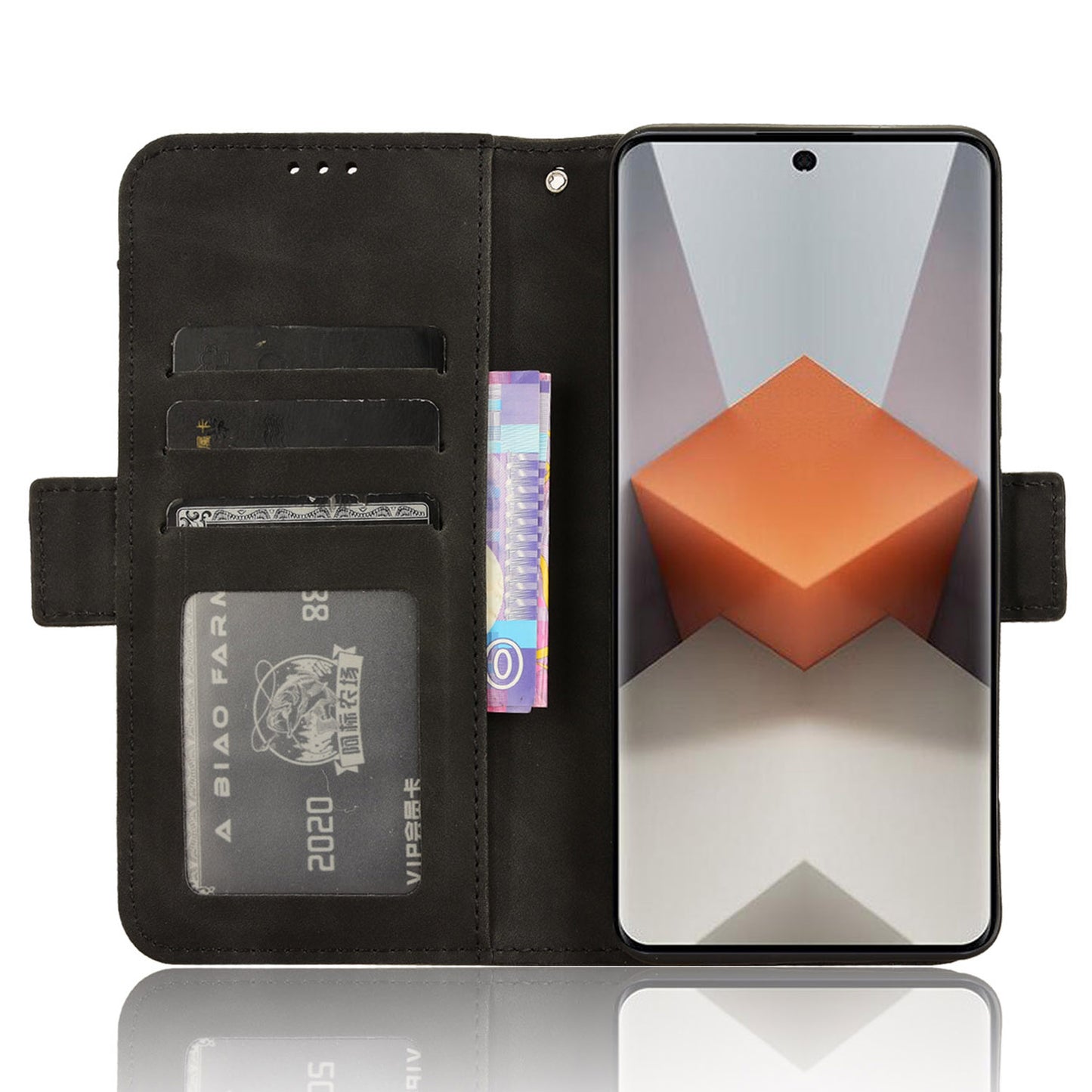 For Xiaomi Redmi Note 13 Pro+ 5G Anti-Scratch Phone Shell Leather Case Wallet Stand Phone Cover - Black