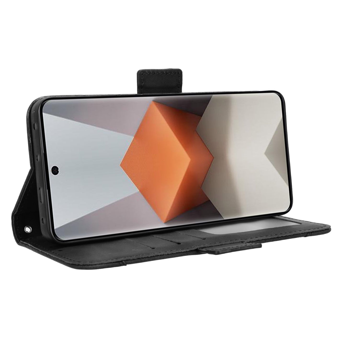 For Xiaomi Redmi Note 13 Pro+ 5G Anti-Scratch Phone Shell Leather Case Wallet Stand Phone Cover - Black