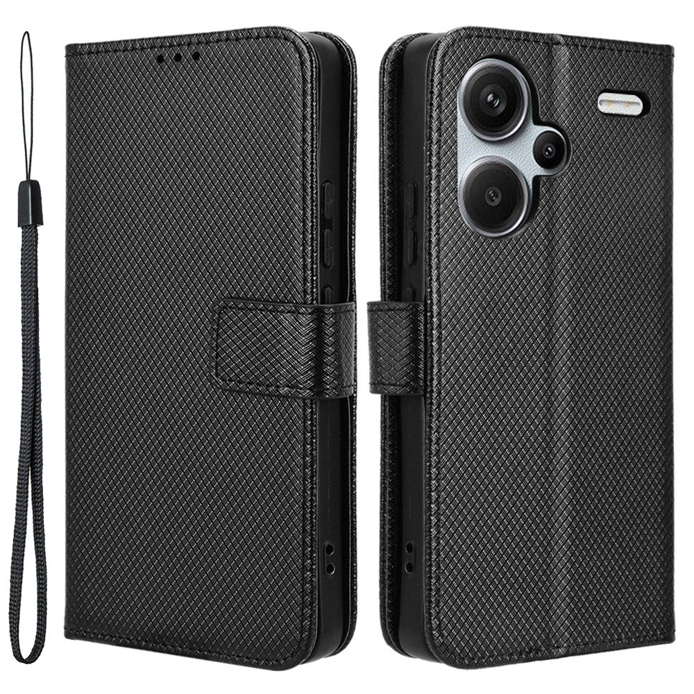 For Xiaomi Redmi Note 13 Pro+ 5G Case TPU + PU Leather Wallet Smartphone Shell Cover - Black