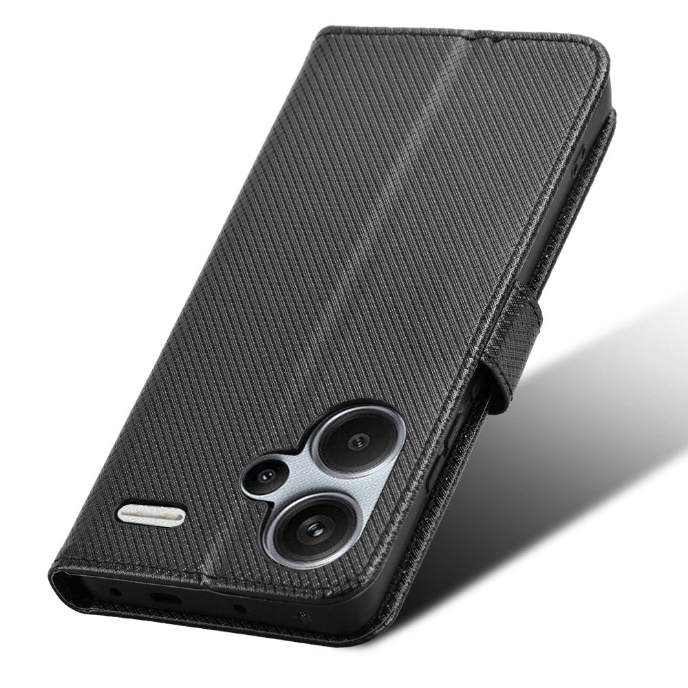 For Xiaomi Redmi Note 13 Pro+ 5G Case TPU + PU Leather Wallet Smartphone Shell Cover - Black