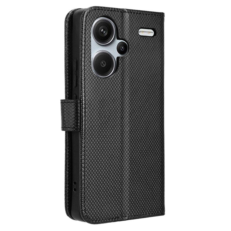 For Xiaomi Redmi Note 13 Pro+ 5G Case TPU + PU Leather Wallet Smartphone Shell Cover - Black