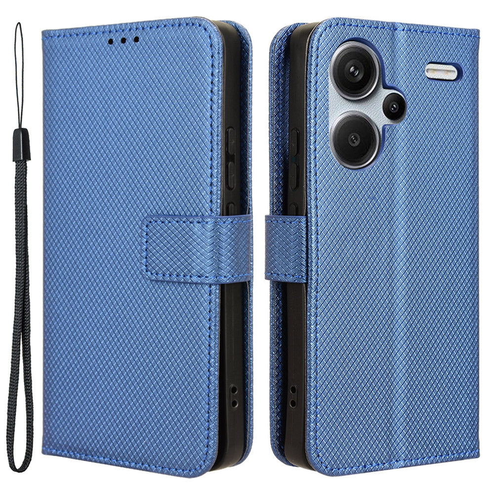 For Xiaomi Redmi Note 13 Pro+ 5G Case TPU + PU Leather Wallet Smartphone Shell Cover - Blue