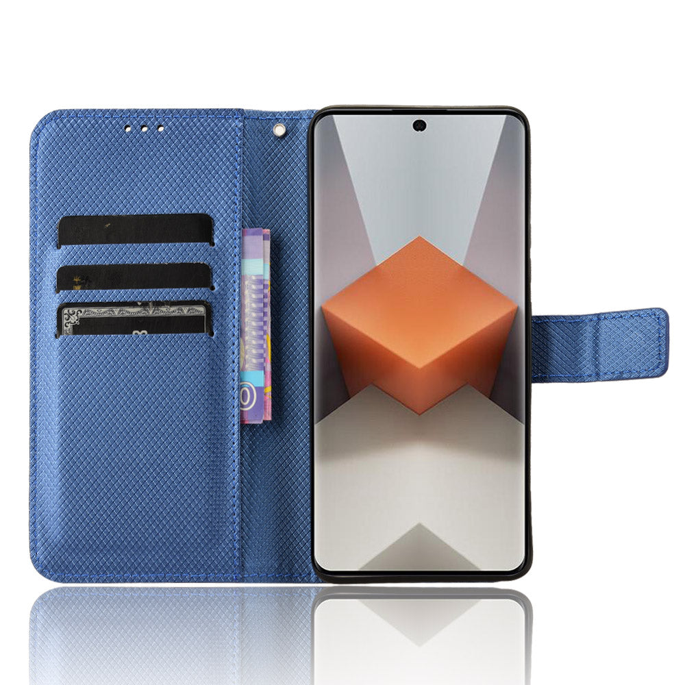 For Xiaomi Redmi Note 13 Pro+ 5G Case TPU + PU Leather Wallet Smartphone Shell Cover - Blue
