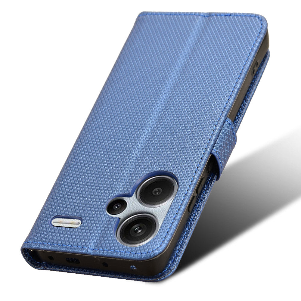 For Xiaomi Redmi Note 13 Pro+ 5G Case TPU + PU Leather Wallet Smartphone Shell Cover - Blue