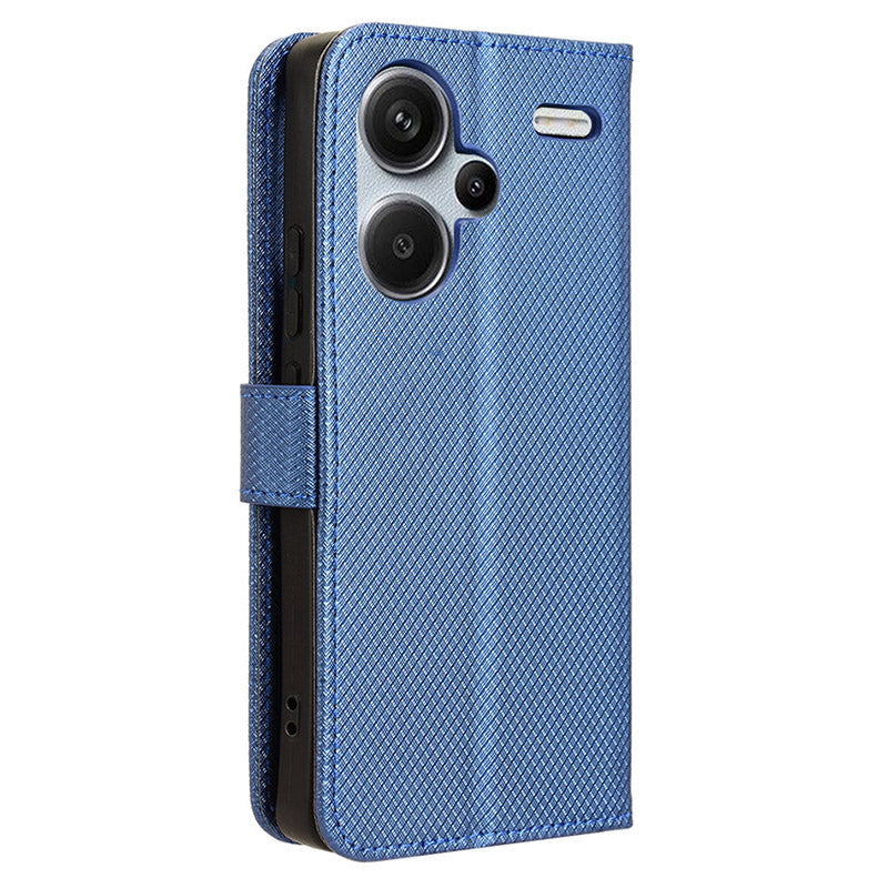 For Xiaomi Redmi Note 13 Pro+ 5G Case TPU + PU Leather Wallet Smartphone Shell Cover - Blue
