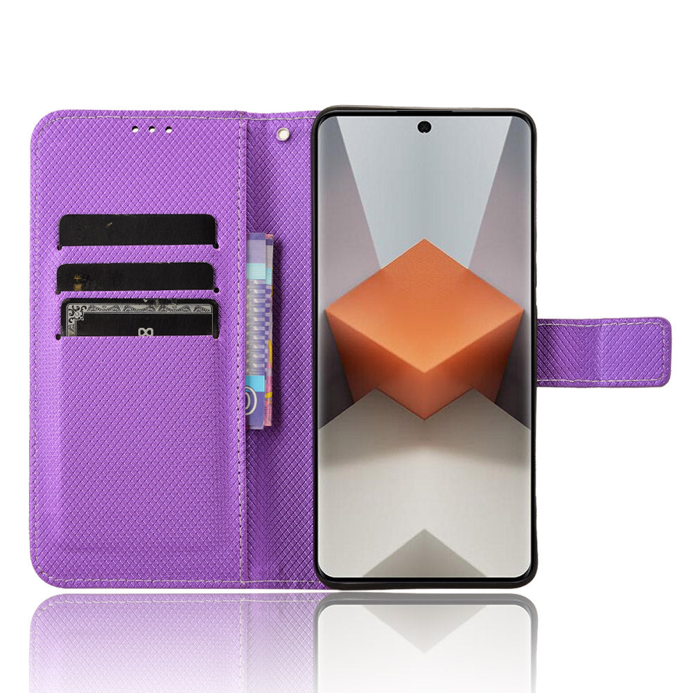 For Xiaomi Redmi Note 13 Pro+ 5G Case TPU + PU Leather Wallet Smartphone Shell Cover - Purple