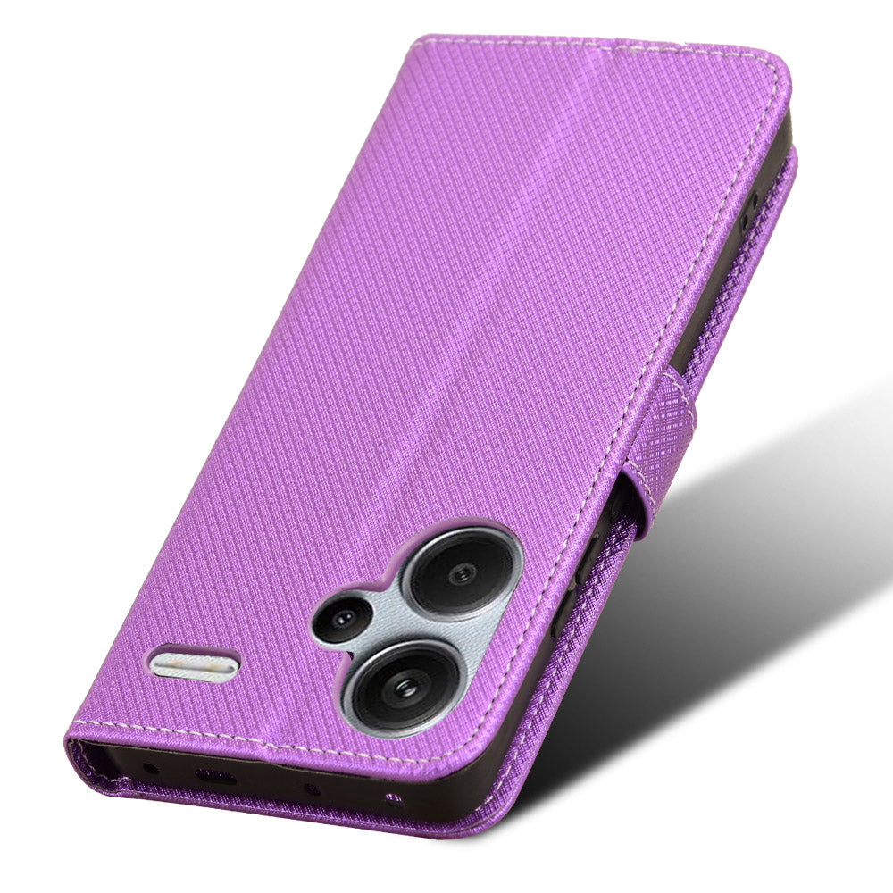 For Xiaomi Redmi Note 13 Pro+ 5G Case TPU + PU Leather Wallet Smartphone Shell Cover - Purple