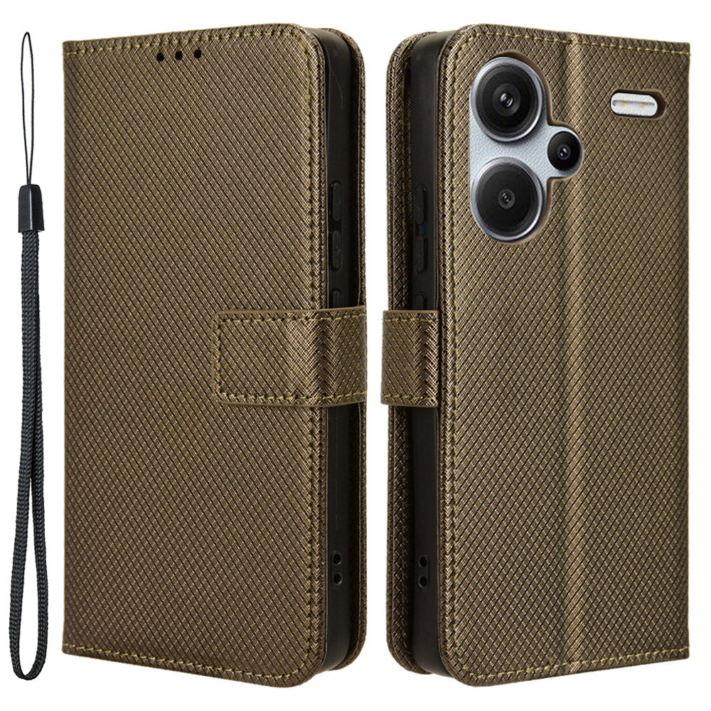 For Xiaomi Redmi Note 13 Pro+ 5G Case TPU + PU Leather Wallet Smartphone Shell Cover - Brown