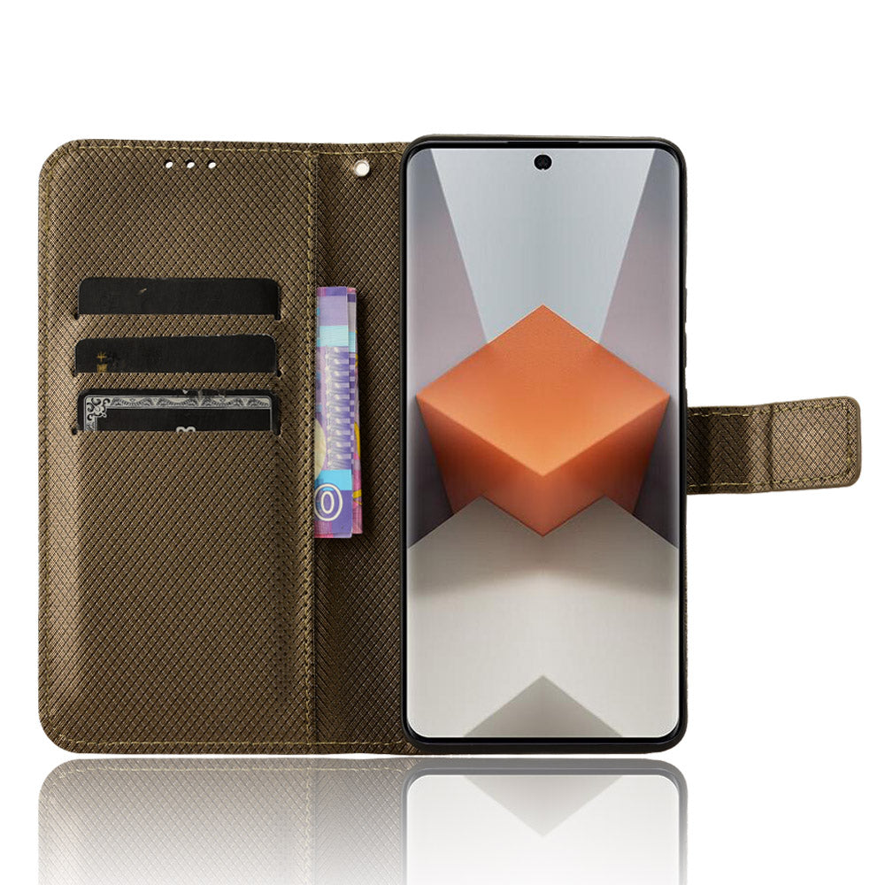 For Xiaomi Redmi Note 13 Pro+ 5G Case TPU + PU Leather Wallet Smartphone Shell Cover - Brown