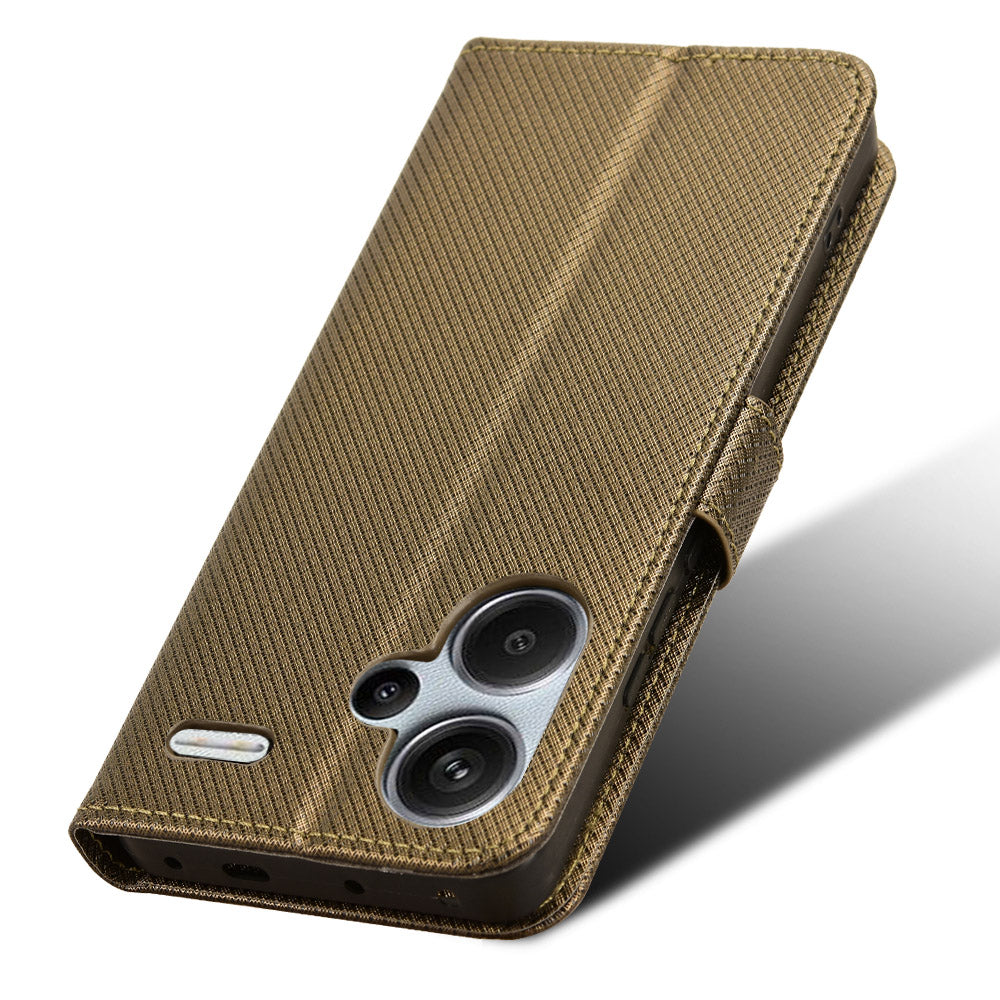 For Xiaomi Redmi Note 13 Pro+ 5G Case TPU + PU Leather Wallet Smartphone Shell Cover - Brown