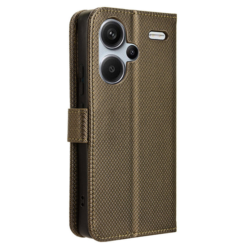 For Xiaomi Redmi Note 13 Pro+ 5G Case TPU + PU Leather Wallet Smartphone Shell Cover - Brown